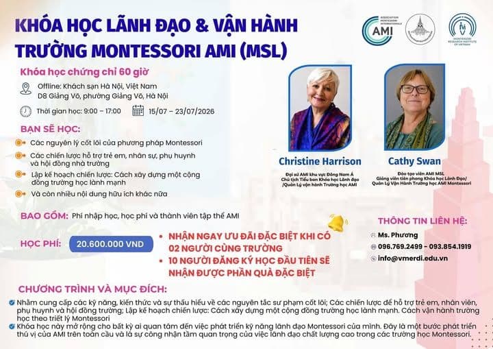 Khóa học MSL – Kiến tạo hệ thống vận hành Montessori chuẩn hóa